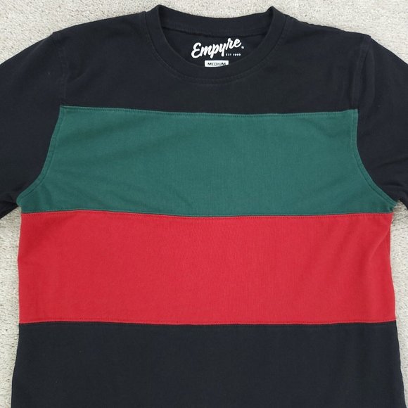 Empyre T-Shirt Mens Medium Black Striped Colorblock Short Sleeve Crew Neck - Picture 2 of 8